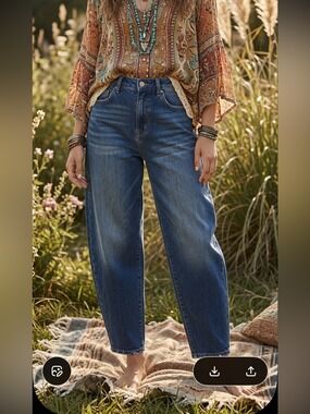 Vervet Lovervet Barrel Leg Jeans NWT Blue Denim high rise Size 26/3 Stretch